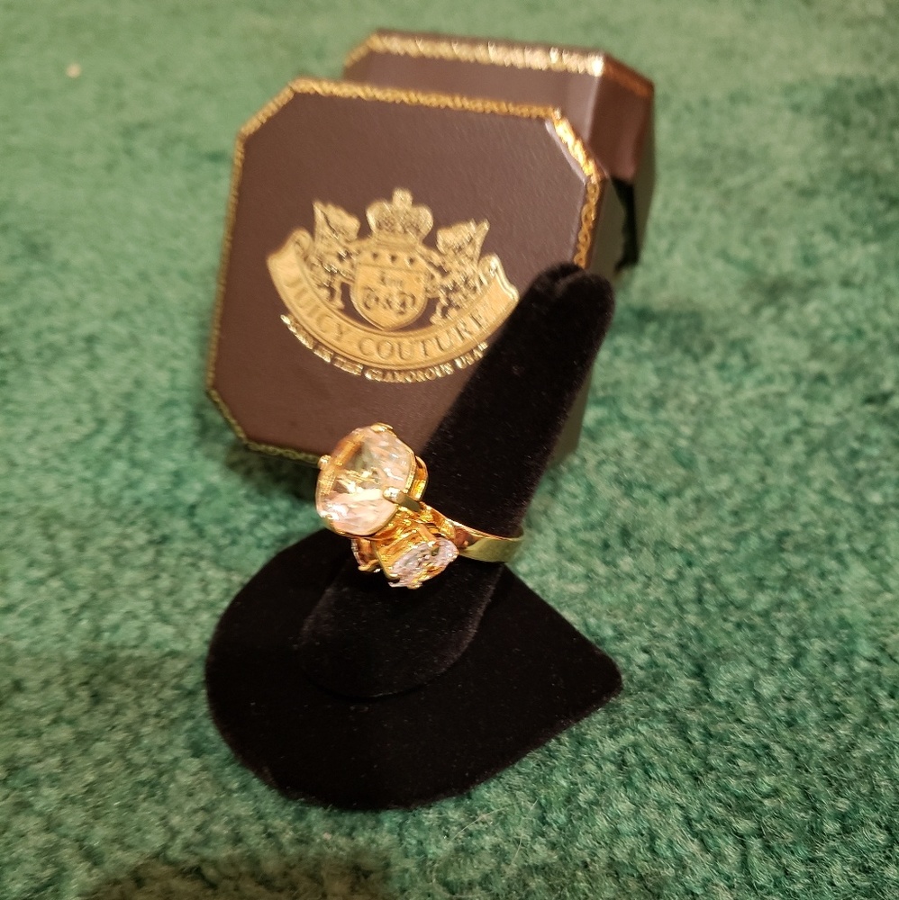 SOLD-JUICY COUTURE RING WITH 3 SWAROVSKI CRYSTALS - Picture 2 of 7